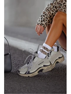 Dámske ponožky s dvoma bodkovanými pruhmi - biele