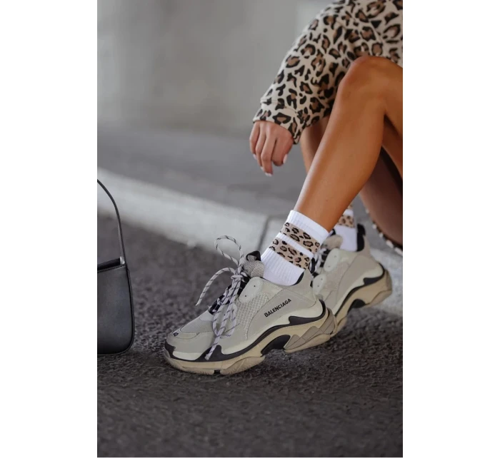 Dámske ponožky s dvoma bodkovanými pruhmi - biele Dámske ponožky s dvoma bodkovanými pruhmi - biele