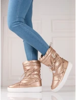 Pekné zlaté snežnice bez podpätku pre ženy Pekné zlaté snežnice bez podpätku pre ženy