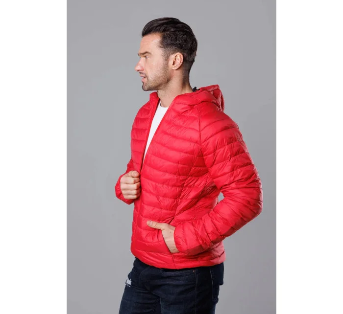 Červená pánska prešívaná bunda s kapucňou (HM112-5) Červená pánska prešívaná bunda s kapucňou (HM112-5)
