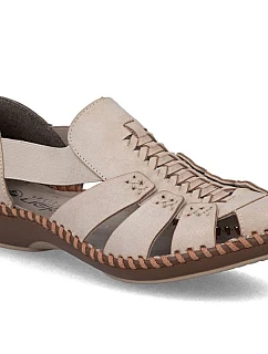 Béžové kožené dámske sandále Rieker M1679-60