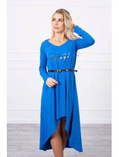 Šaty s ozdobným pásikom a nápisom cornflower blue