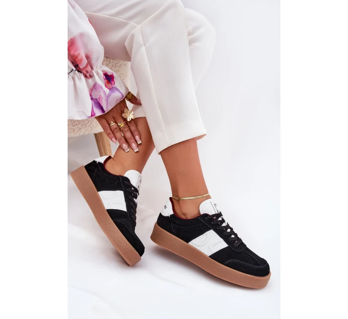 Zamszowe Sneakersy Damskie Daniel Lopez Just Dare SS2D4021 Czarne Zamszowe Sneakersy Damskie Daniel Lopez Just Dare SS2D4021 Czarne