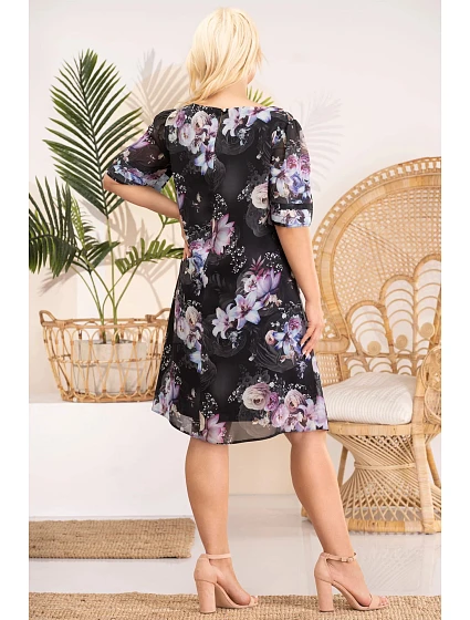 Dámské šaty model 19041423 černé s květy - Karko