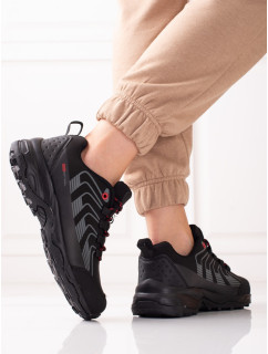 Štýlové čierne trekingové topánky dámske bez podpätku