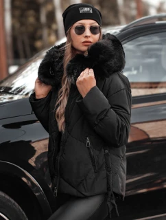 MODIVA prešívaná dámska zimná bunda s kapucňou čierna FashionStreet TY4726