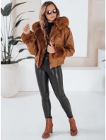 Dámska kožená bunda s kožušinou hnedá FashionStreet TY5129