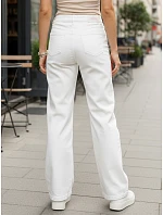 Jeansy damskie wide leg z wysokim stanem białe model 22101983 - FashionStreet Jeansy damskie wide leg z wysokim stanem białe model 22101983 - FashionStreet
