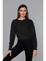 Tenká krátká černá dámská tepláková mikina model 18378913 - J.STYLE Tenká krátká černá dámská tepláková mikina model 18378913 - J.STYLE
