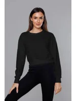 Tenká krátká černá dámská tepláková mikina model 18378913 - J.STYLE Tenká krátká černá dámská tepláková mikina model 18378913 - J.STYLE