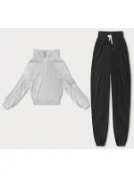 Dámska tepláková súprava s vafľami svetlo sivá (AMG-339A)