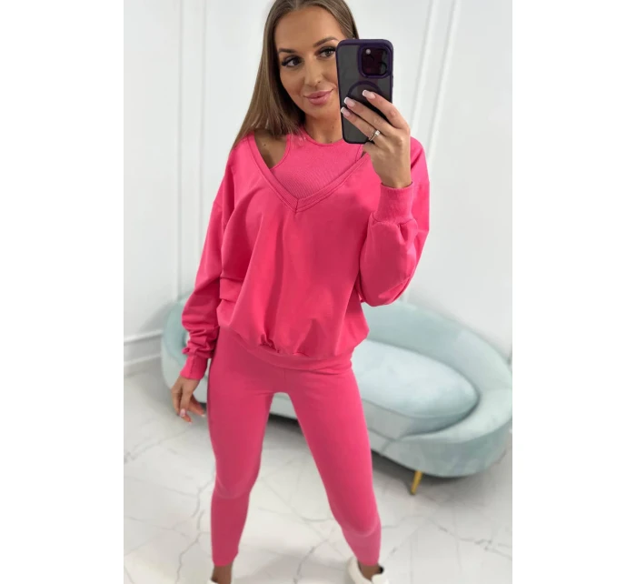 model 18752912 sada mikina + top + legíny malinová - K-Fashion model 18752912 sada mikina + top + legíny malinová - K-Fashion