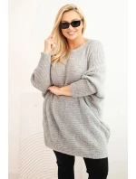 Dámský svetr Plus Size s  šedý model 21397625 - K-Fashion