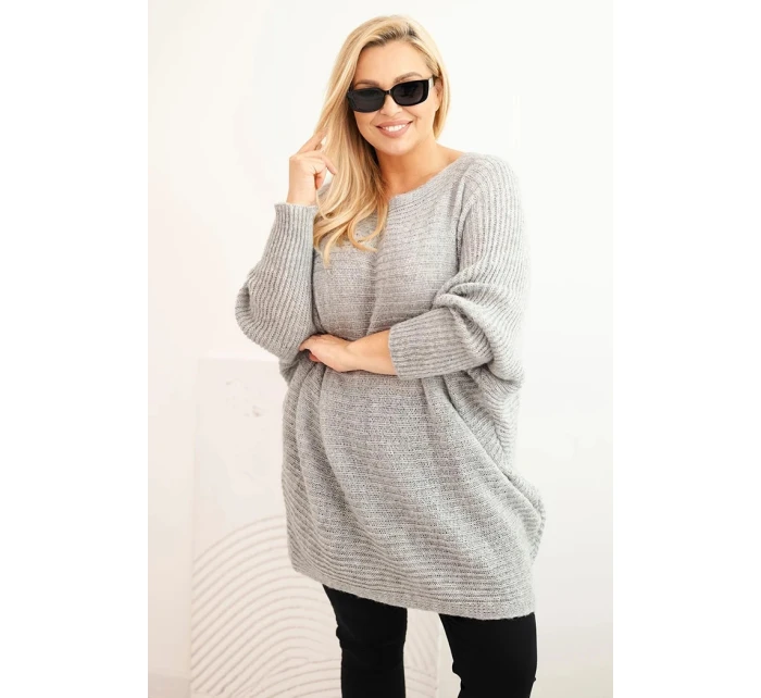 Dámský svetr Plus Size s  šedý model 21397625 - K-Fashion