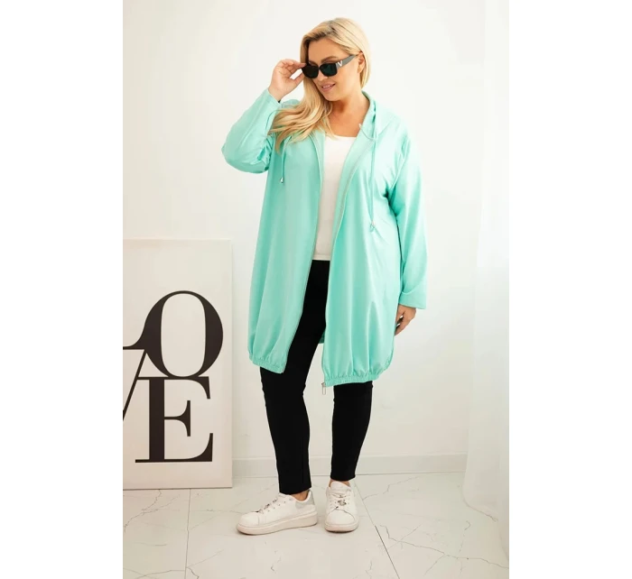 Dámska bavlnená mikina s kapucňou a zipsom v nadmernej veľkosti Mint