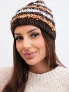 Dámská zimní vlněná čepice s ozdobnými krystalky K399 černá