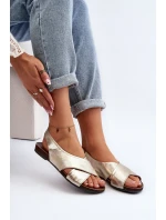 Zazoo 40407 Sandały Skórzane Damskie Złote