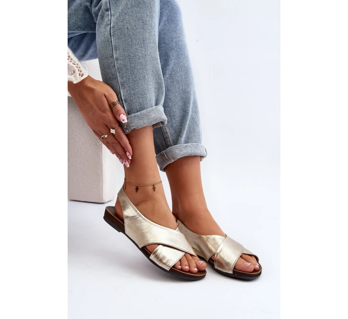 Zazoo 40407 Sandały Skórzane Damskie Złote