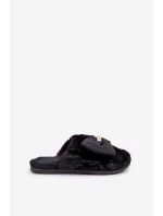 Kapcie Damskie Z Futerkiem I Kokardą Czarne Olfedi