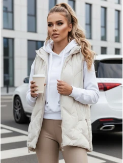 Dámská prošívaná vesta s kapucí bílá Dstreet model 21991390 - FashionStreet