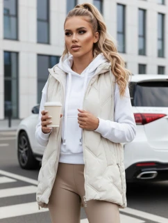 Dámska prešívaná vesta s kapucňou biela FashionStreet TY5108