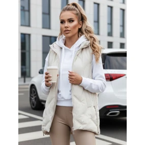 Dámská prošívaná vesta s kapucí bílá Dstreet model 21991390 - FashionStreet