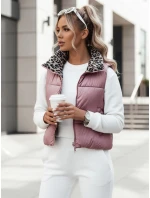 Dámská přechodná krátká prošívaná růžová vesta Dstreet model 21994785 - FashionStreet