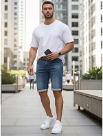 Spodenki męskie jeansowe z paskiem niebieskie model 22152753 - FashionStreet