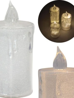 DEKORATÍVNA SVIEČKA 10,5 CM TRANSPARENTNÁ TEPLÁ BIELA 1 LED