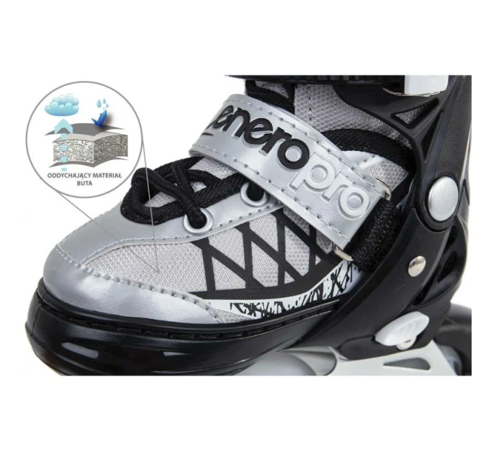 INLINE KORČULE-KORČULE NA KOLIESKOVÉ KORČULE 4V1 ENERO PRO LED 38-41 ŠEDÁ