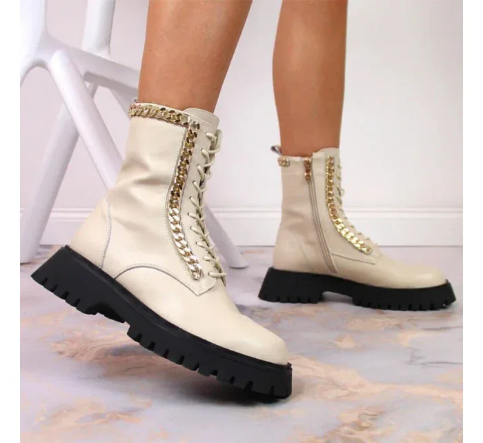 Zateplené kožené topánky s reťazou Artiker W HBH40 Zateplené kožené topánky s reťazou Artiker W HBH40