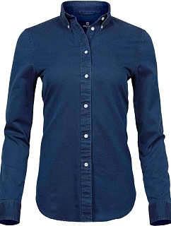 Tee Jays TJ 4003 Džínsová blúzka s keprovým vzorom a dlhými rukávmi 18.4003 indigo blue