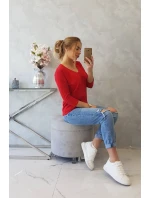 Blúzka s výstrihom do V červená