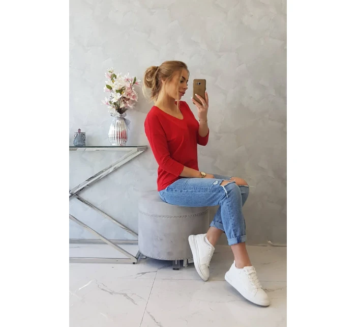 Blúzka s výstrihom do V červená