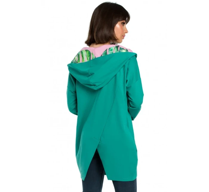 B091 Mikina s kapucňou Oversized na zips - čierna