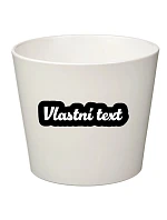 Bílý keramický květináč s vlastním textem s obrysem - malý