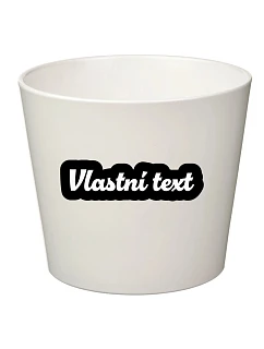 Bílý keramický květináč s vlastním textem s obrysem - malý