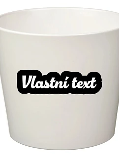 Bílý keramický květináč s vlastním textem s obrysem - malý