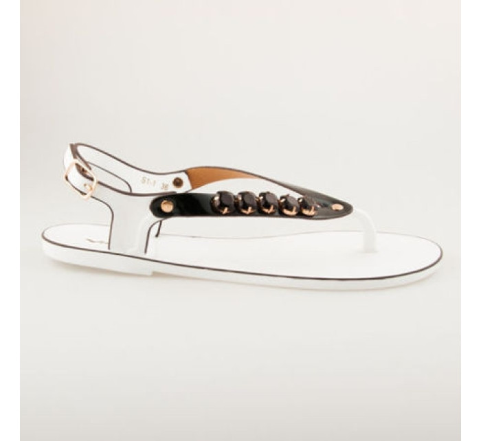 Fantastické bielo-čierne gumové sandále