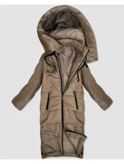 Dámska béžová dlhá bunda s ľahkou potlačou S'West (B8509-12)