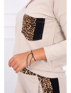 Sada s leopardím potlačou v béžovej farbe