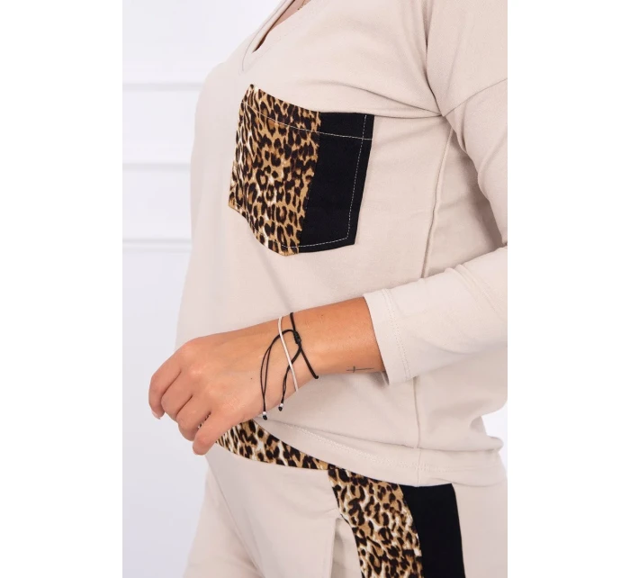 Sada s leopardím potlačou v béžovej farbe
