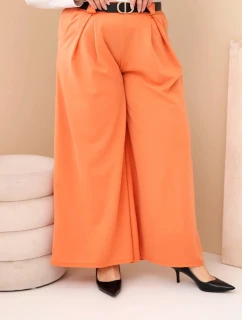 Dámske Plus veľkosť široké nohavice z viskózy s marhuľovým pásom