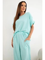 Komplet z viskózy halenka + kalhoty mátový Komplet z viskózy halenka + kalhoty mátový