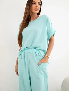 Viskózová blúzka + nohavice mätová