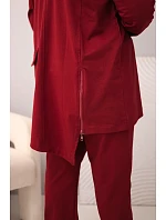 Dámská bavlněná souprava Plus Size s mikinou a kalhotami bordó