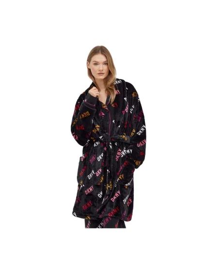 Dámsky župan YI2222688F 006 tm.šedá s potlačou - DKNY Dámsky župan YI2222688F 006 tm.šedá s potlačou - DKNY