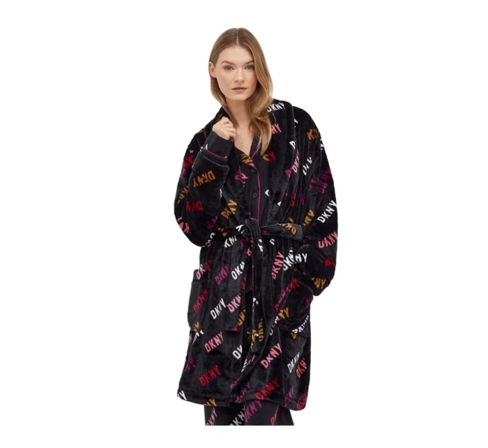 Dámsky župan YI2222688F 006 tm.šedá s potlačou - DKNY Dámsky župan YI2222688F 006 tm.šedá s potlačou - DKNY