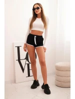 Dámské bavlněné šortky s elastickým pasem a model 21772746 lemem černé - K-Fashion Dámské bavlněné šortky s elastickým pasem a model 21772746 lemem černé - K-Fashion