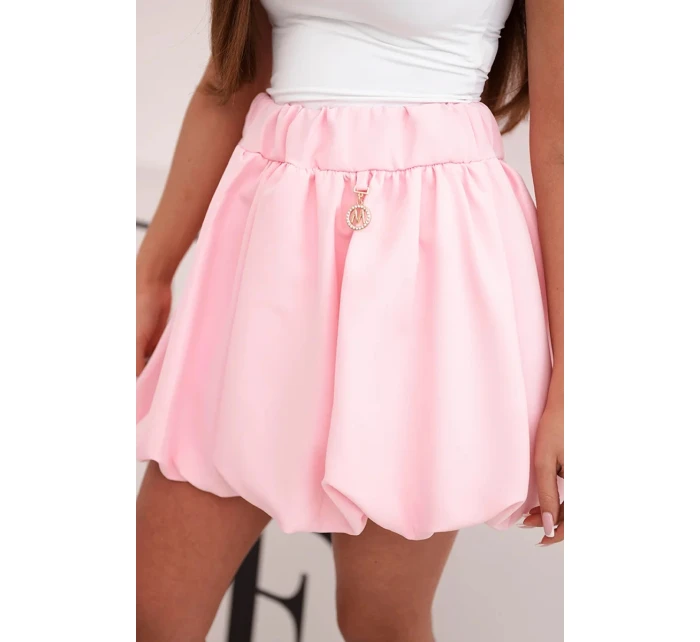 Dámska viskózna balónová sukňa s elastickým pásom candy pink